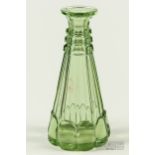 An English chrysoprase green conical decanter, c1840, well cut with faceting, 26.5cm high