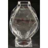 A Continental rock crystal style glass vase, possibly Baccarat, of bombe outline and square