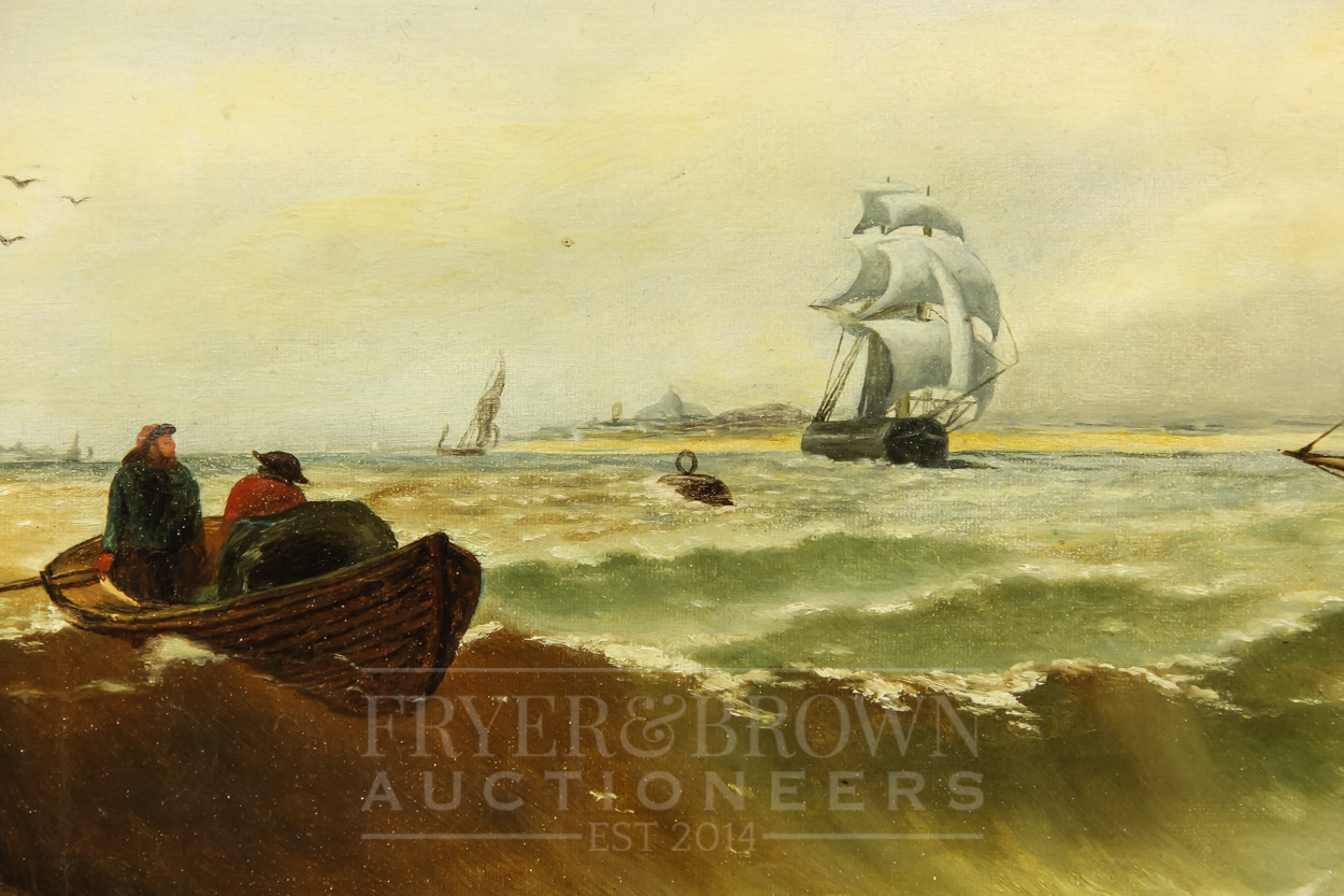 C. Elliott - fishing boat offshore, oil on canvas, early 20th century, signed, 40.5 x 54.5cm - Image 2 of 5