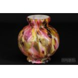 A Murano polychrome glass vase with silver leaf inclusions