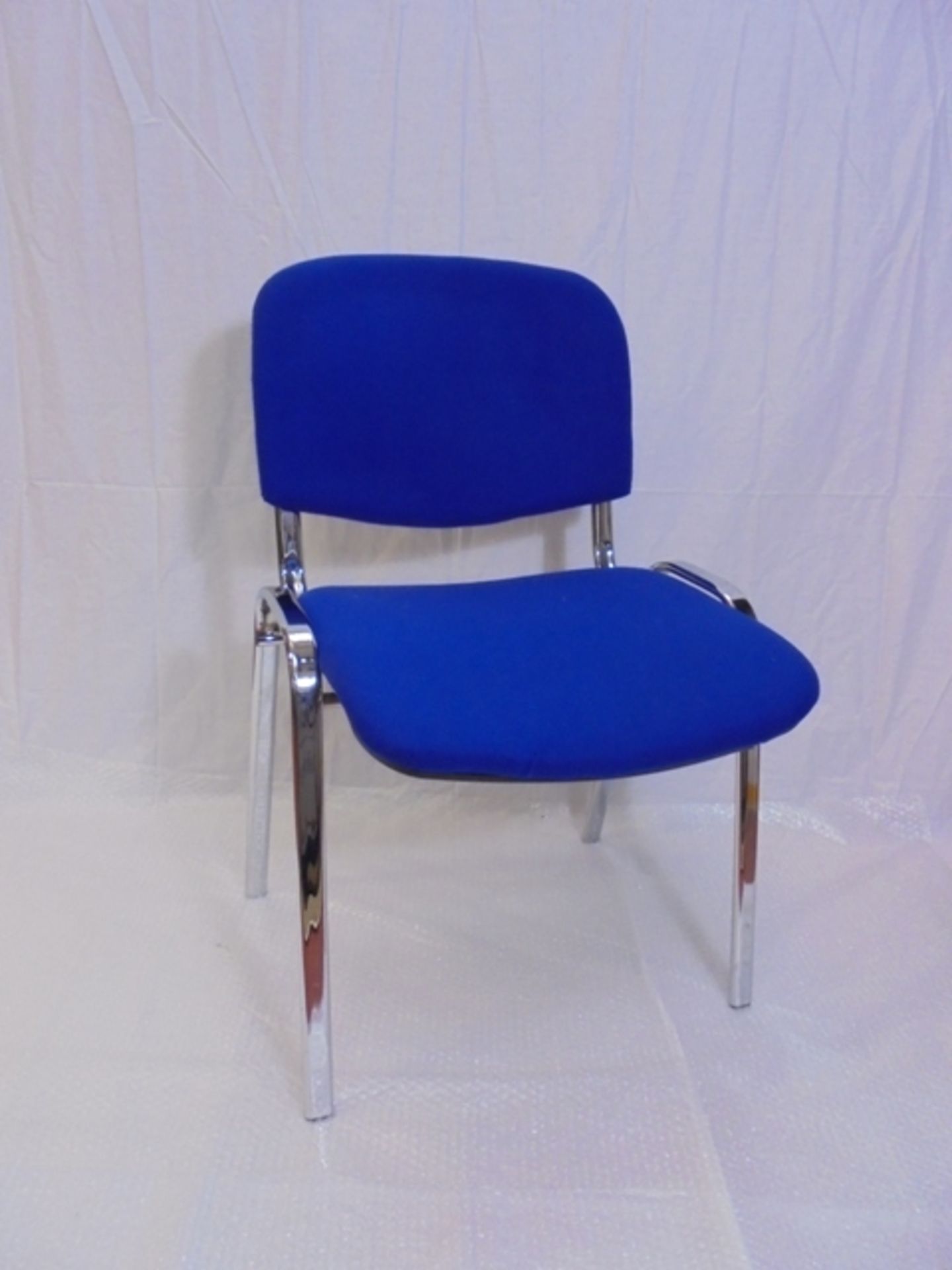 1 x Chrome Frame and Blue Hopsack Stacking Reception Chair.