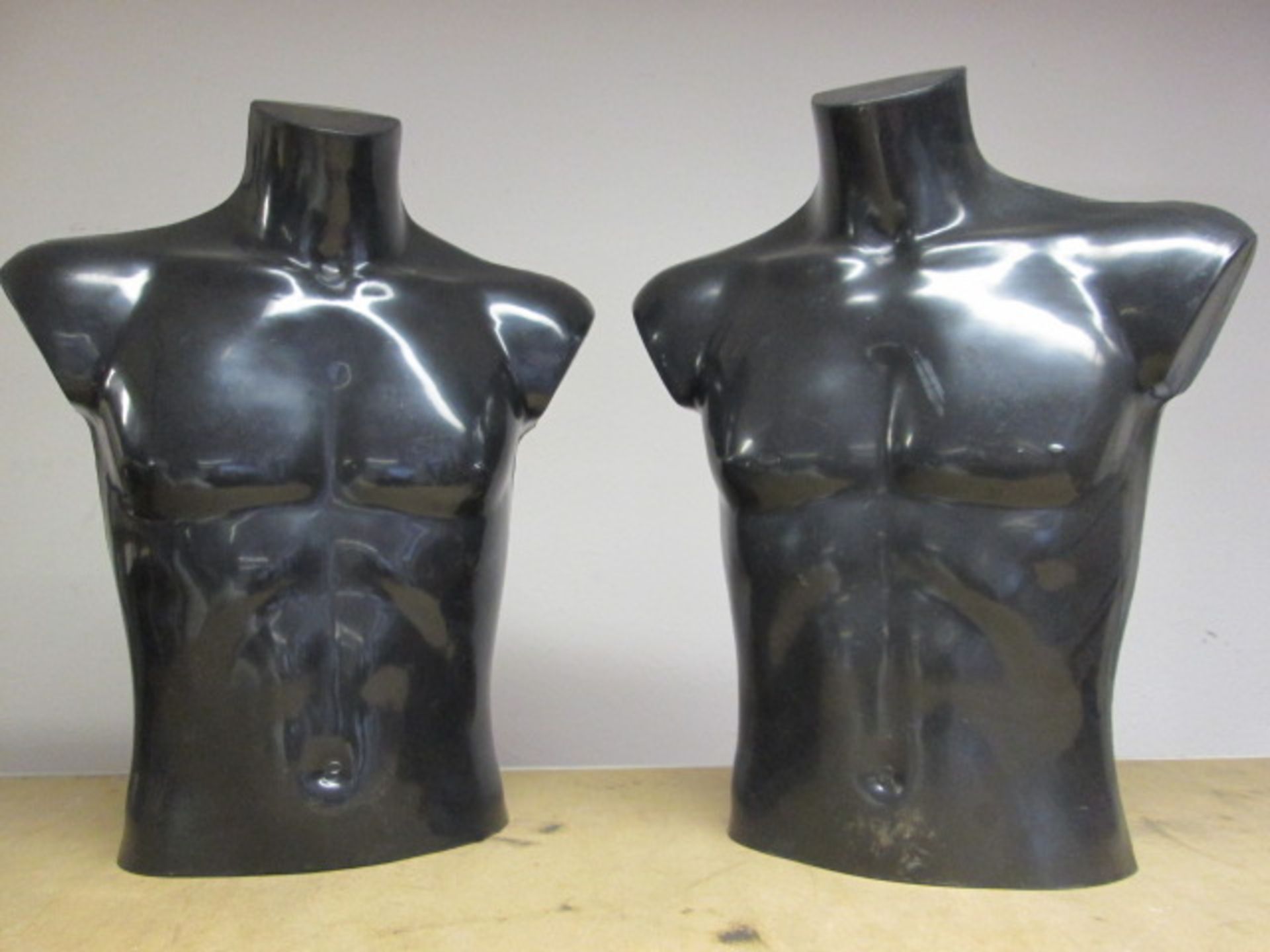 2 x Black Plastic Male Shop Display Torso's