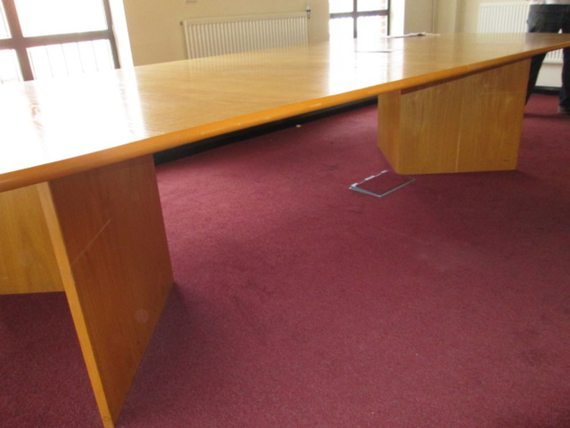 Round End, Light Oak, Boardroom Table in Two Sections on Wood V Shape Pedestal Base. 4m x 1.5m x 0. - Image 2 of 2