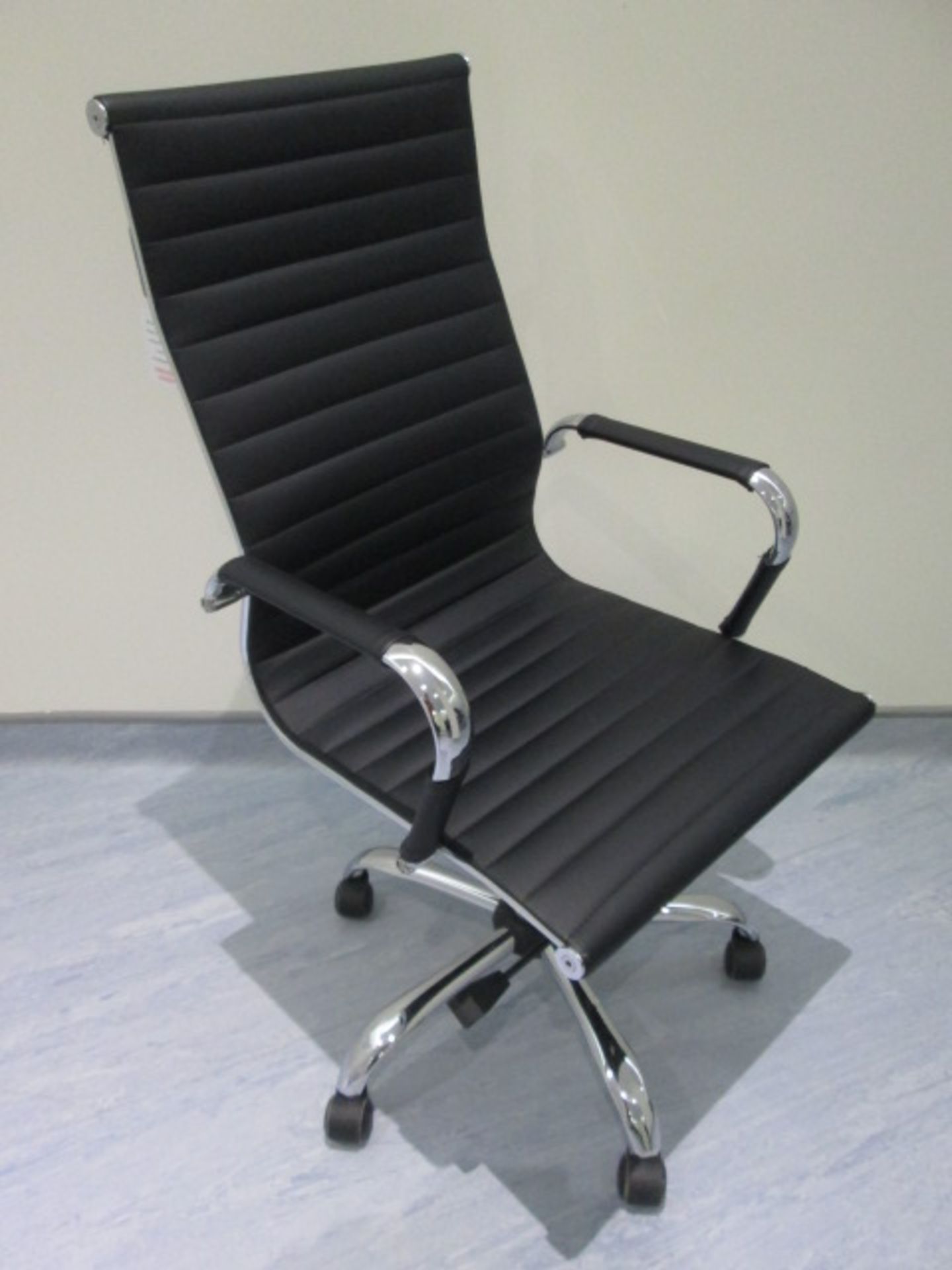 A Metro Eames Style Quality Black Operators Chair on Chrome Frame (As New)