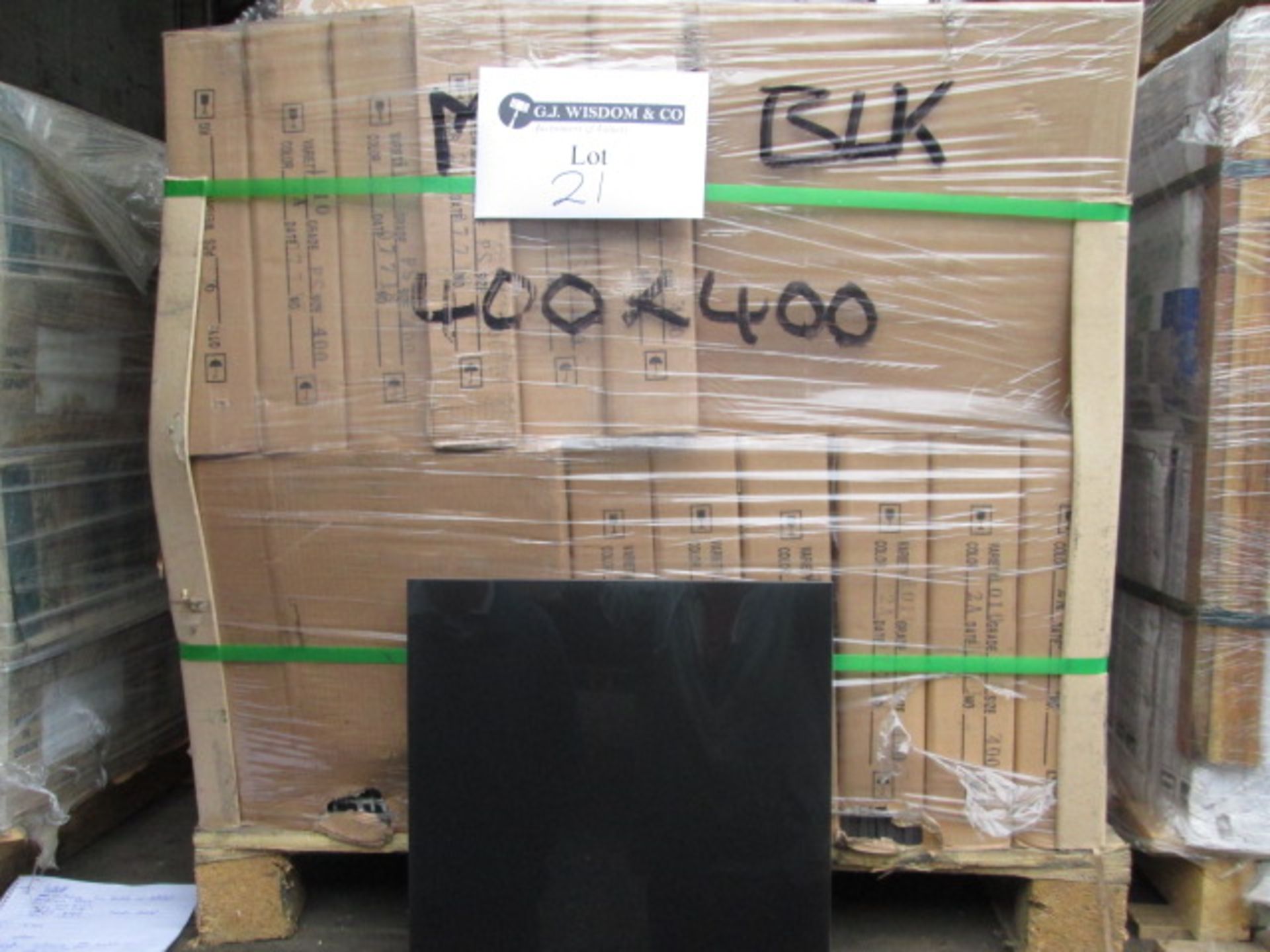 Pallet Containing - Polished Porcelain 400mm x 400mm Tiles.  Metallic Black (As Pictured). - Image 2 of 3