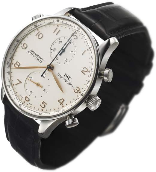 Herrenarmbanduhr der Marke IWC "Portugieser Chronograph Rattrapante", Edelstahl
Rundes