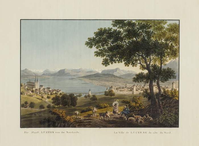 HEINRICH KELLER 
Zürich 1778-1862 Zürich Die Stadt Luzern von der Nordseite
La Ville de Lucerne du