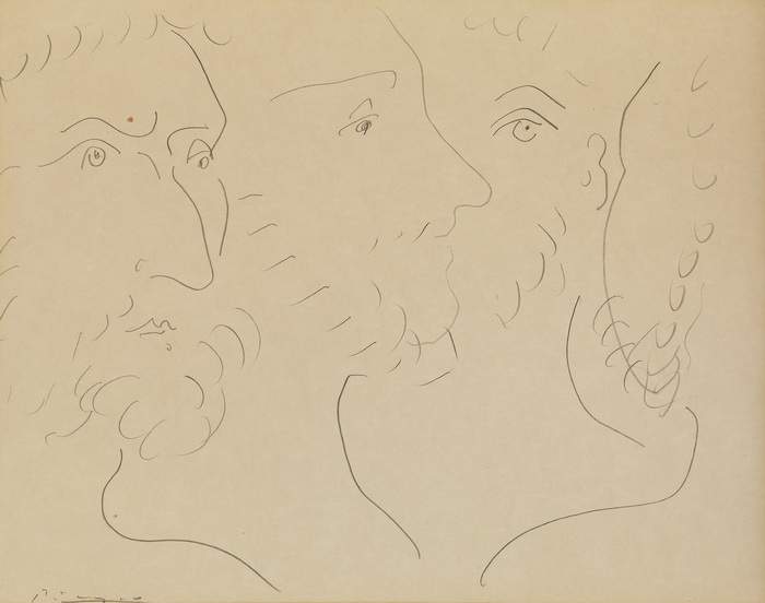 PABLO PICASSO 
Malaga 1881-1973 MouginsPortrait eines bärtigen Mannes
Unten links signiert "