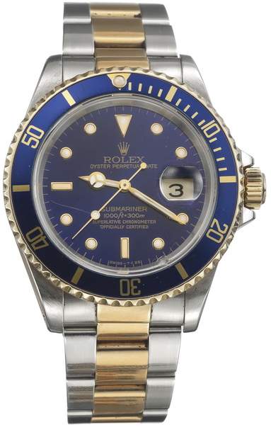 Herrenarmbanduhr der Marke ROLEX "Oyster Perpetual Date, Submariner", 18K GG/
Edelstahl