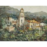 PIETRO SCOPPETTA 
Amalfi 1863-1920 NeapelSüdliches Dorf mit Blick auf Kirche
Unten rechts