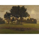 RICHARD KAISER 
Magdeburg 1868-1941 MünchenHügelige Landschaft mit Bäumen
Unten links signiert "