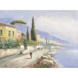 PIETRO TORETTI 
Italienischer Künstler, 1888-1927Südliche Küstenstrasse mit Zedern und Pinien