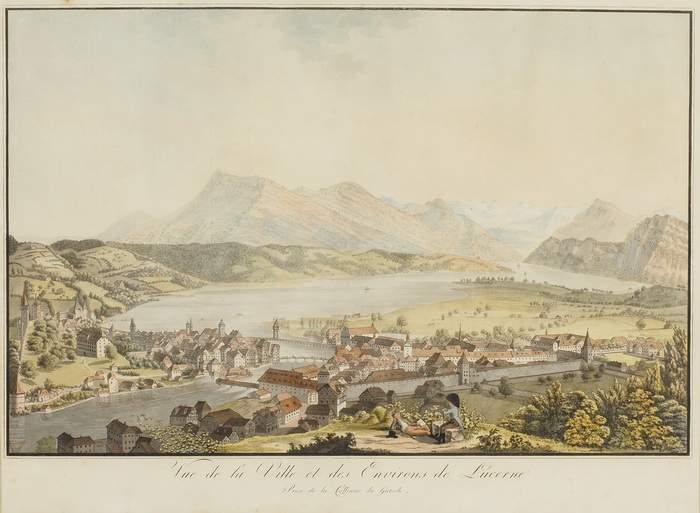 AUGUSTIN SCHMID 
Schussenried 1770-1837 LuzernVue de la Ville et des Environs de Lucerne. Prise de