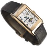 Herrenarmbanduhr der Marke JAEGER LECOULTRE "Reverso Sun Moon", 18K Roségold
Massives,