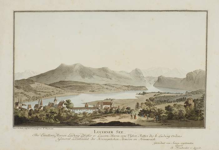 HEINRICH FREUDWEILER 
Zürich 1755-1795 ZürichLucerner See
Um 1790. Unten links bezeichnet "Nach