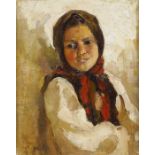 RUSSISCHER KÜNSTLER ENDE 19. JH. Portrait eines Bauernmädchens
Unten links undeutlich signiert.
Öl