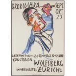 OSKAR KOKOSCHKA 
Pöchlarn 1886-1980 VilleneuveSelbstbildnis von zwei Seiten als Maler 
Plakat mit