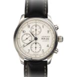 Herrenarmbanduhr der Marke LONGINES "WEEMS CHRONOGRAPH", Edelstahl
Rundes Edelstahlgehäuse, Nr.