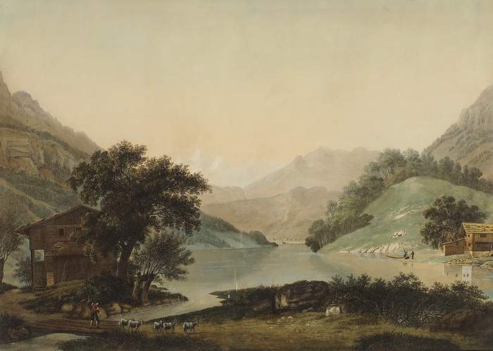 Lungernsee im Canton Unterwalden v. Bleuler bey der Rhinbrüke
Um 1790/1800. Blick von Kaiserstuhl