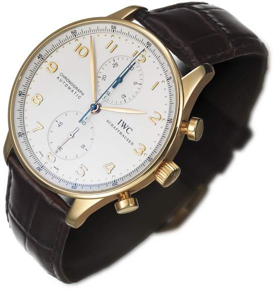 Herrenarmbanduhr der Marke IWC "Portugieser Automatic", 18K GG
Rundes Goldgehäuse, Modell-Nr.