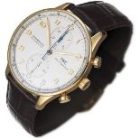 Herrenarmbanduhr der Marke IWC "Portugieser Automatic", 18K GG
Rundes Goldgehäuse, Modell-Nr.