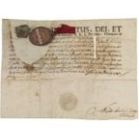 AUTOGRAPH Dokument mit Reliquienkapsel des S. Fidelis von Sigmaringen, 1742
Gedruckter Titel, 9