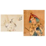 TWO FRAMED DEPICTIONS  Silk. China, 20th cent. / late Qing  A) PAIR OF CRANES Silk embroidery.