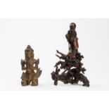 GROUP OF WOOD CARVED ADORANTS AND SHOULAO  Wood, some gilding, root wood, Thailand and China, 19th –