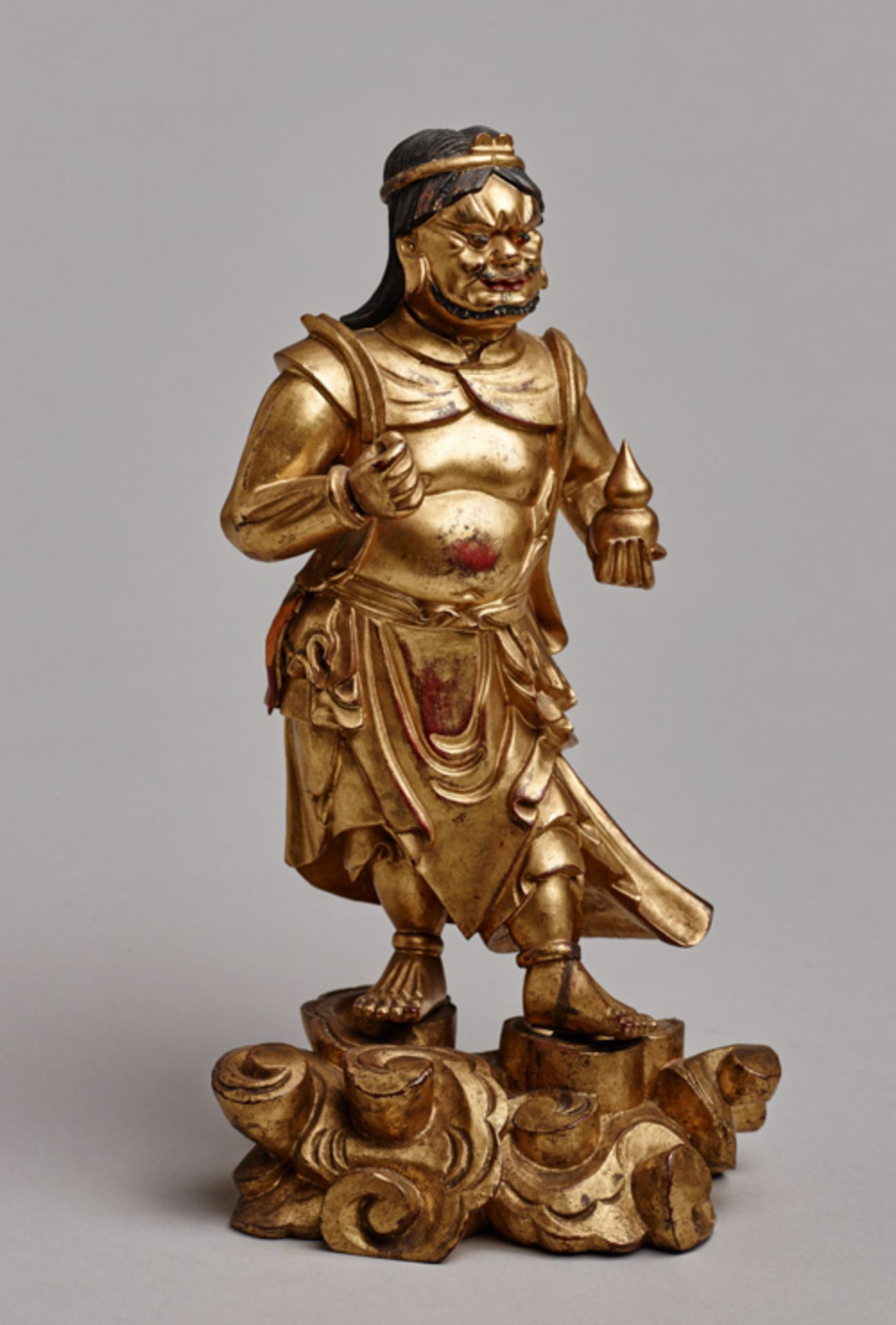 IMMORTAL OR PROTECTOR DEITY  Wood with gilding. Korea or Japan, 19th cent.  An almost entirely