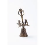 FIGURAL CULT BELL  Bronze. Nepal, possibly 19th century  Interesting bronze bell (clapper lost,