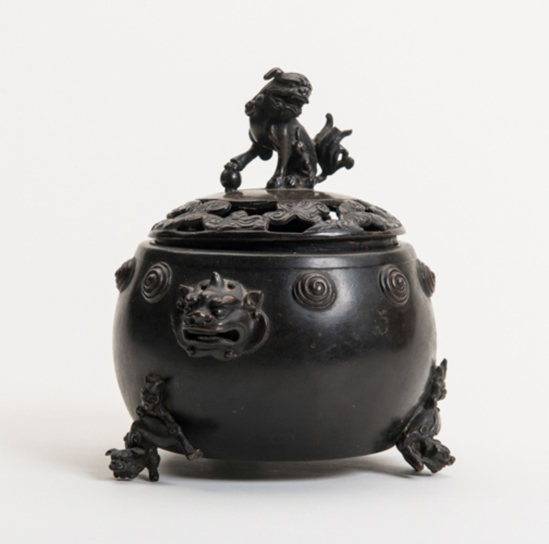 CENSER WITH LION-DOGS  Bronze. China, Qing dynasty (1644-1912)  An especially attractive tripod