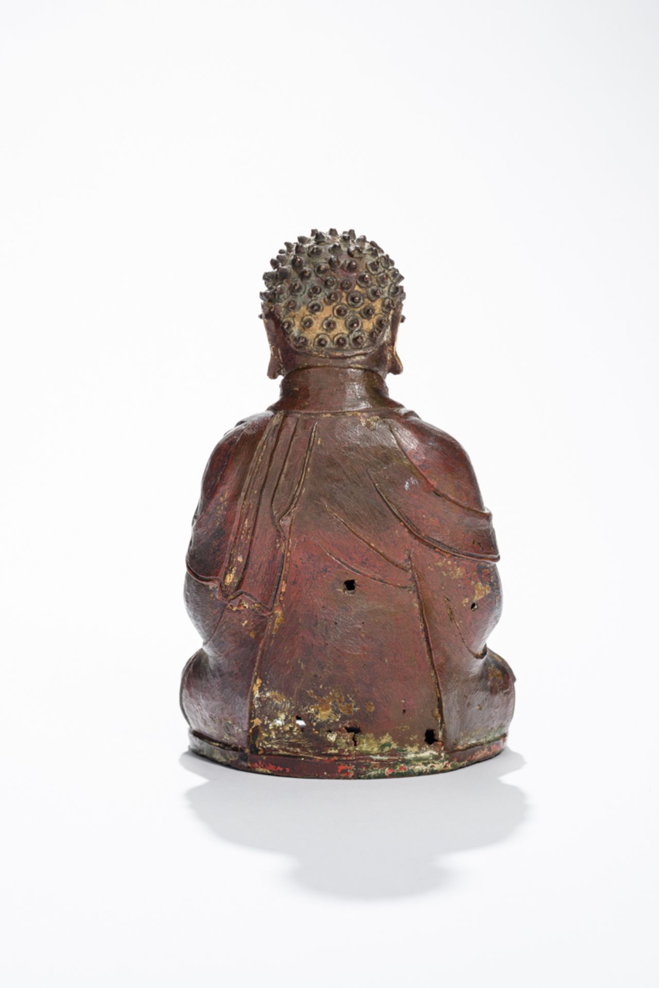 SITZENDER BUDDHA SHAKYAMUNIBronze mit Vergoldung. China, Ming-Dynastie (1368 – 1644)Nette kleine - Image 5 of 7