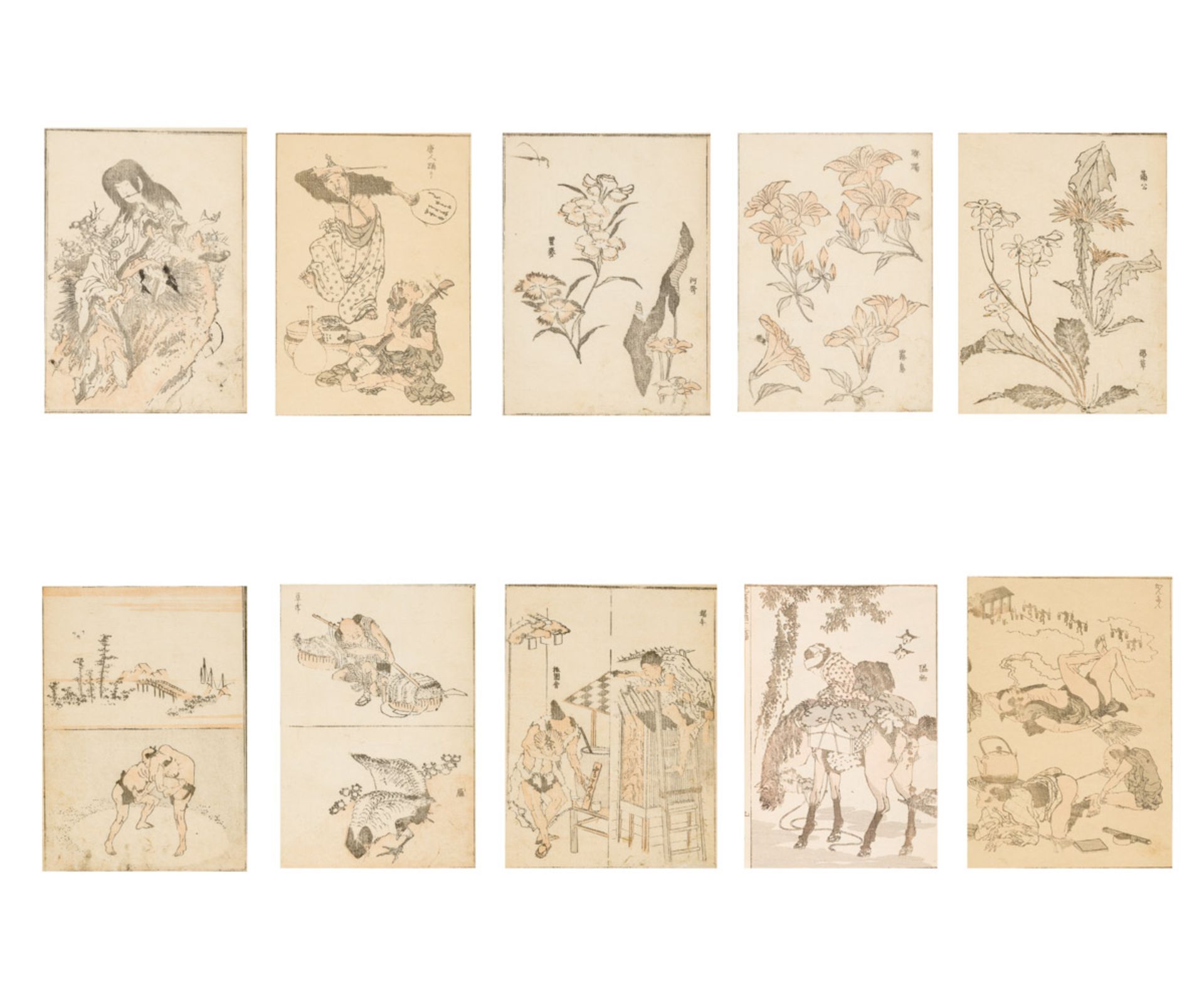 KATSUSHIKA HOKUSAI (1760 - 1849)
Original-Farbholzschnitt. Japan, Meiji (1860 – 1912)Blüten,