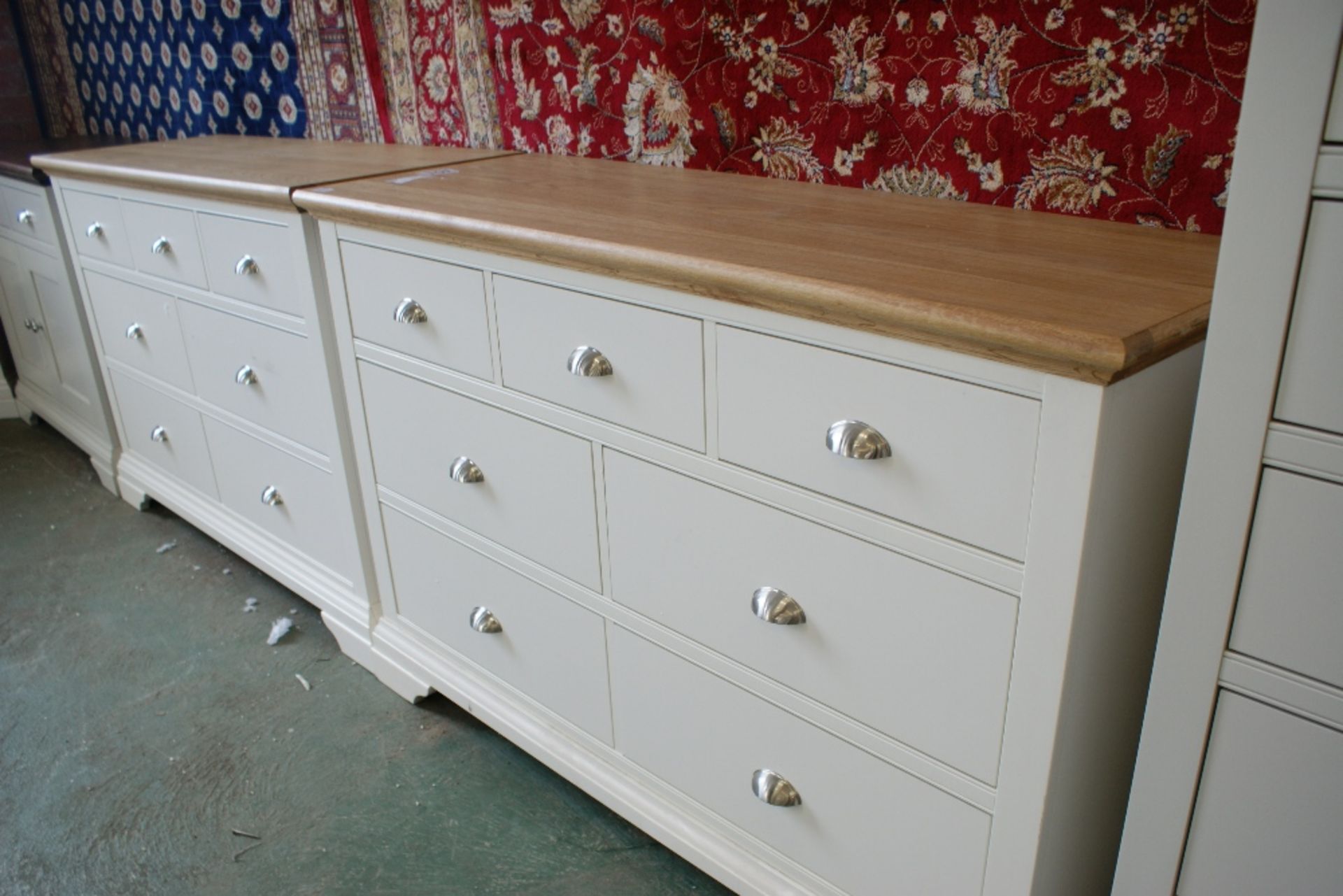 IVORY AND OAK 3 OVER 4 CHEST OF DRAWERS