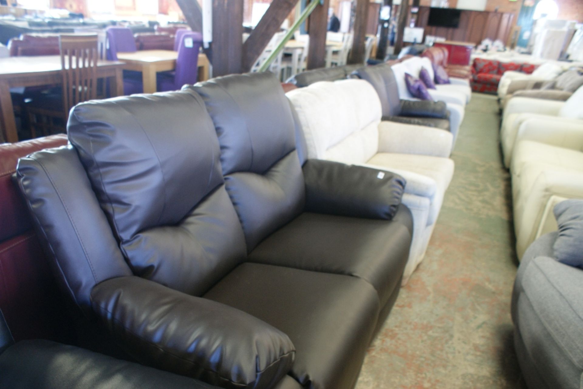 BROWN LEATHER MANUAL RECLINING 2 SEATER