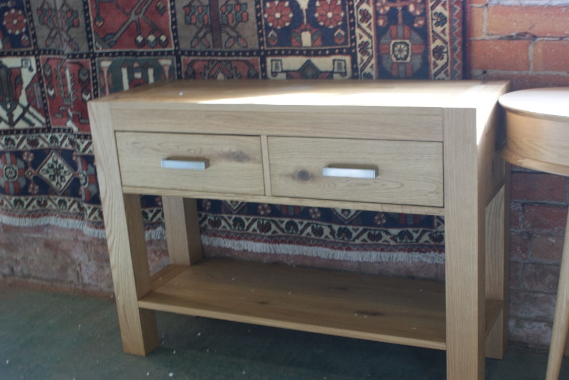 OAK 2 DRAWER CONSOLE TABLE