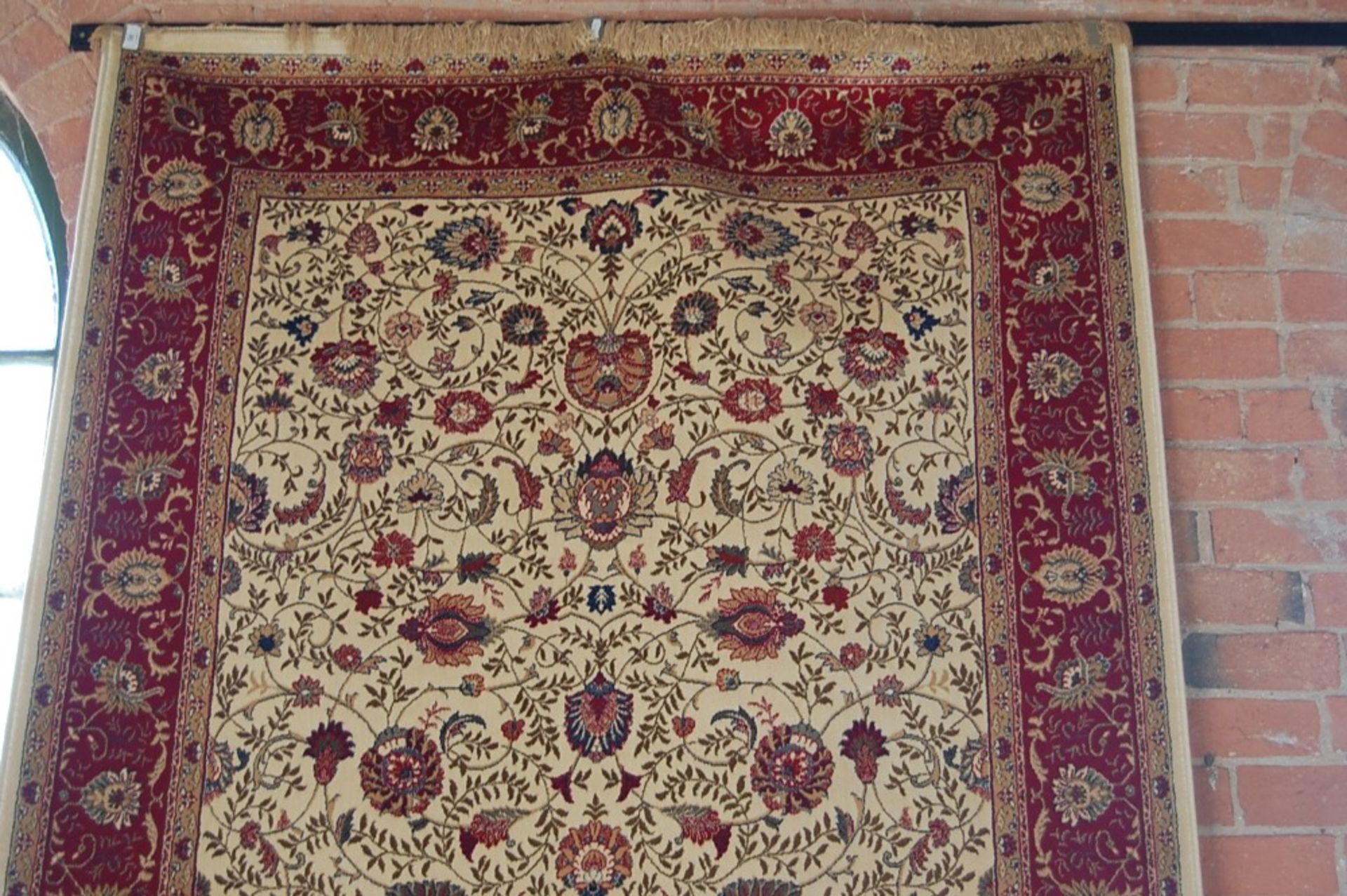 IVORY AND RED KASHMIR RUG