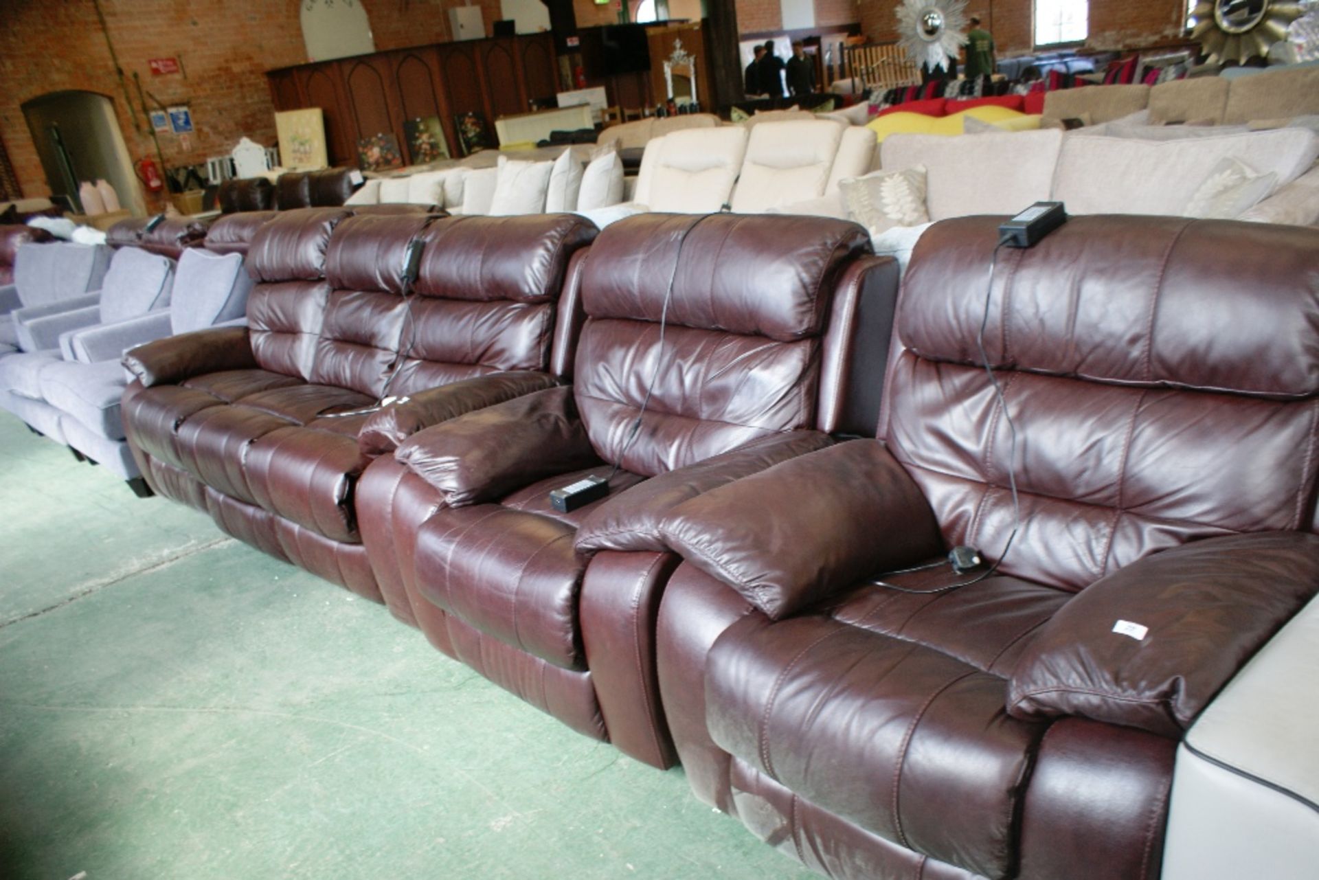 BLACK CHERRY ELECTRIC 3 SEATER SOFA AND 2 CHAIRS (17)