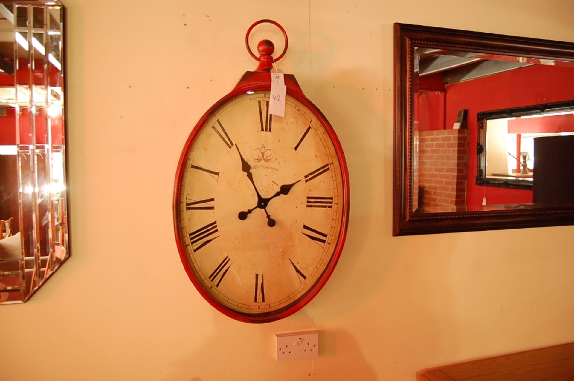 LARGE RED OVAL CLOCK