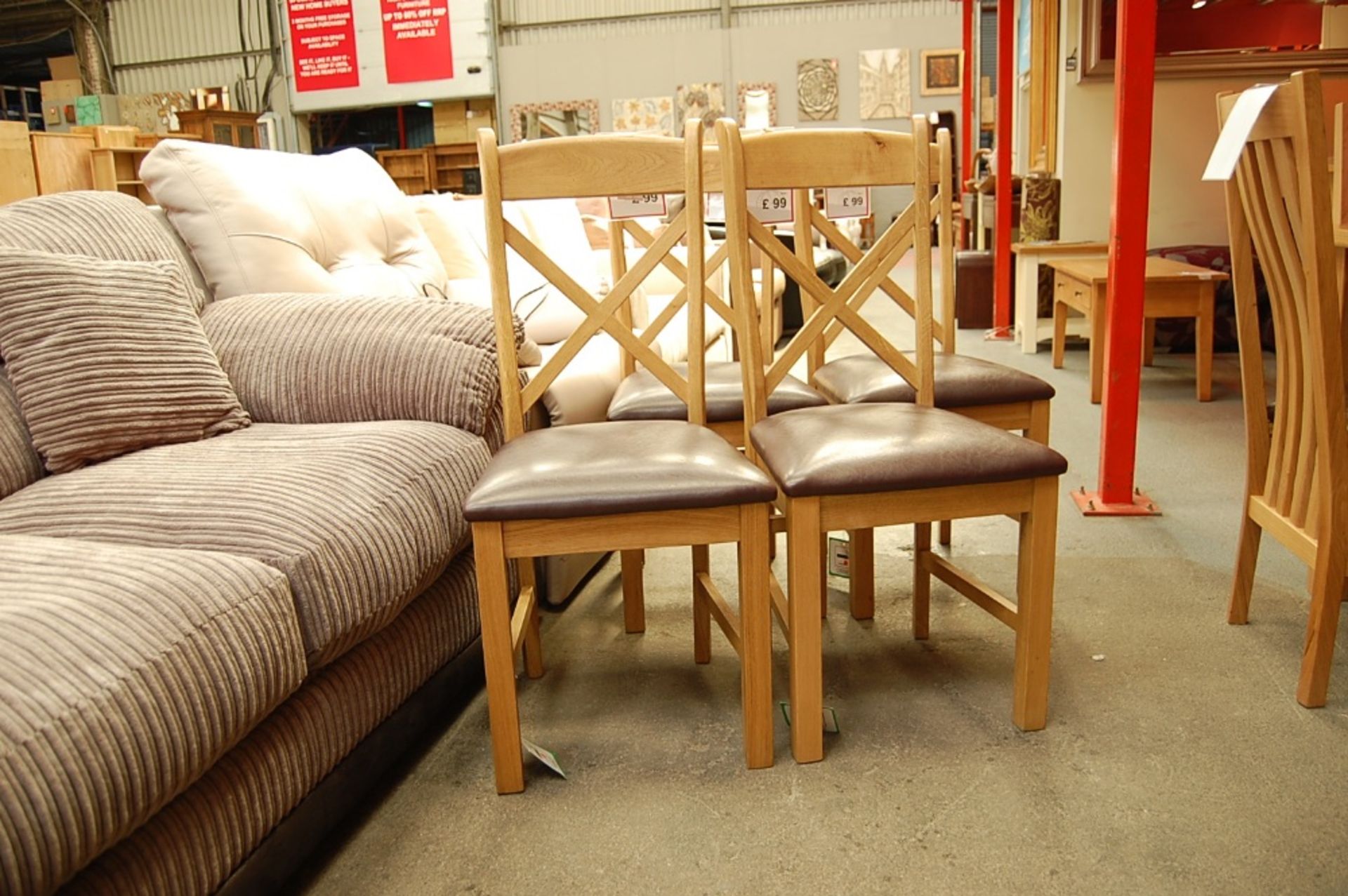 XERO OAK BROWN PAD X BACK SET OF 4 DINING CHAIRS