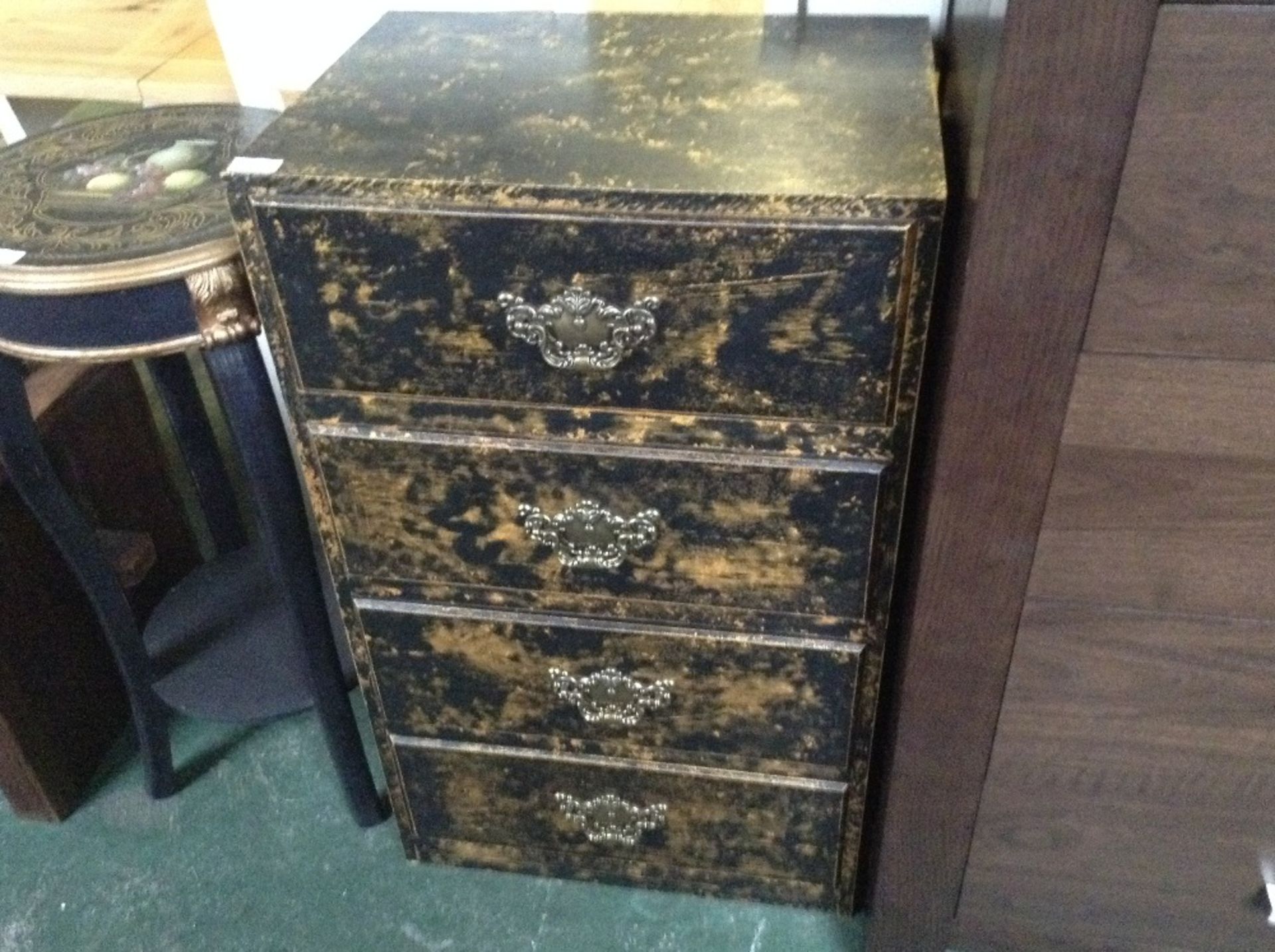 BLACK AND GOLD 4 DRAWER CHEST