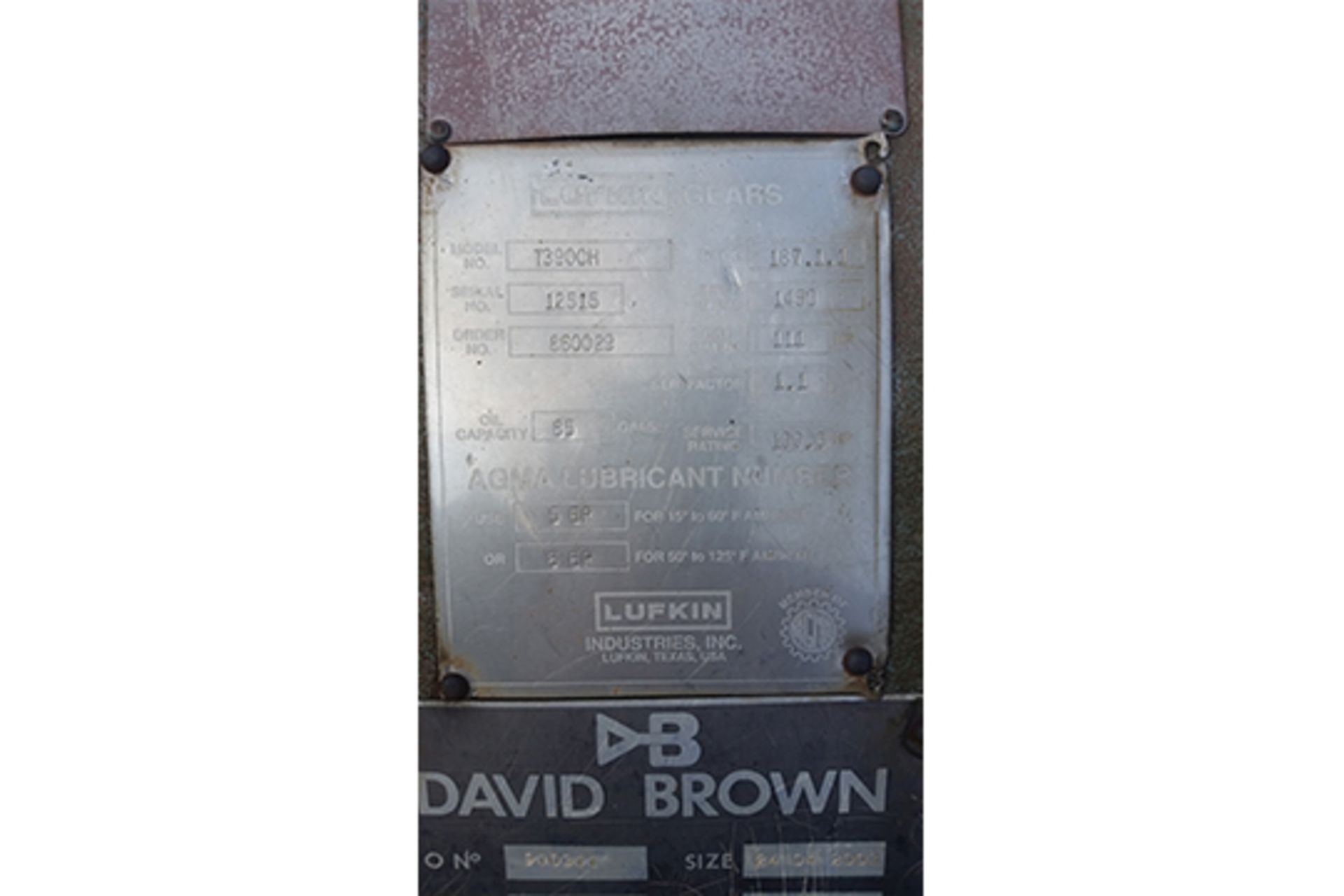 75 kW Mill drive Lufkin c/w David Brown gearbox - Image 2 of 2