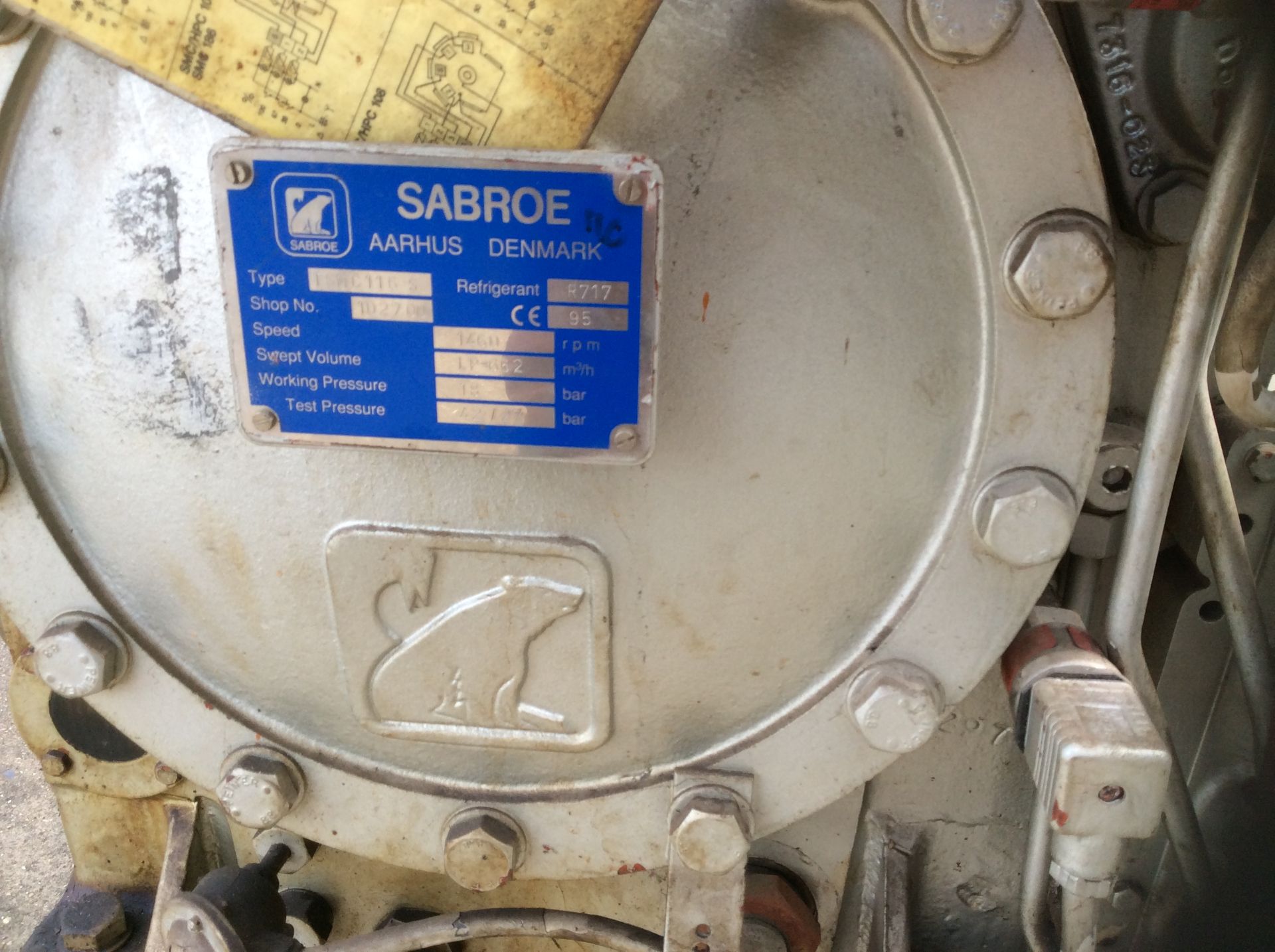 SABROE TSMC116S REFIRGERANT COMPRESSOR C/W UNISAB RT CONTROL UNIT SERIAL NUMBER 110484  (1994) - Image 5 of 9