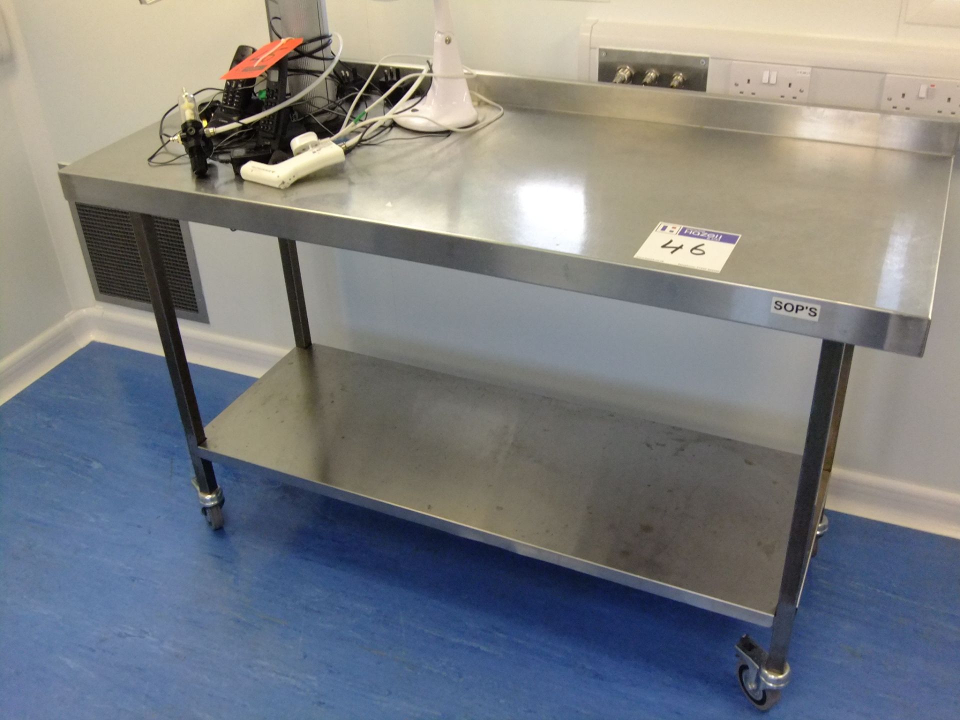 1500MM X 600MM 2 TIER TABLE WITH BACK WASH (ITEMS NOT INCLUDED)