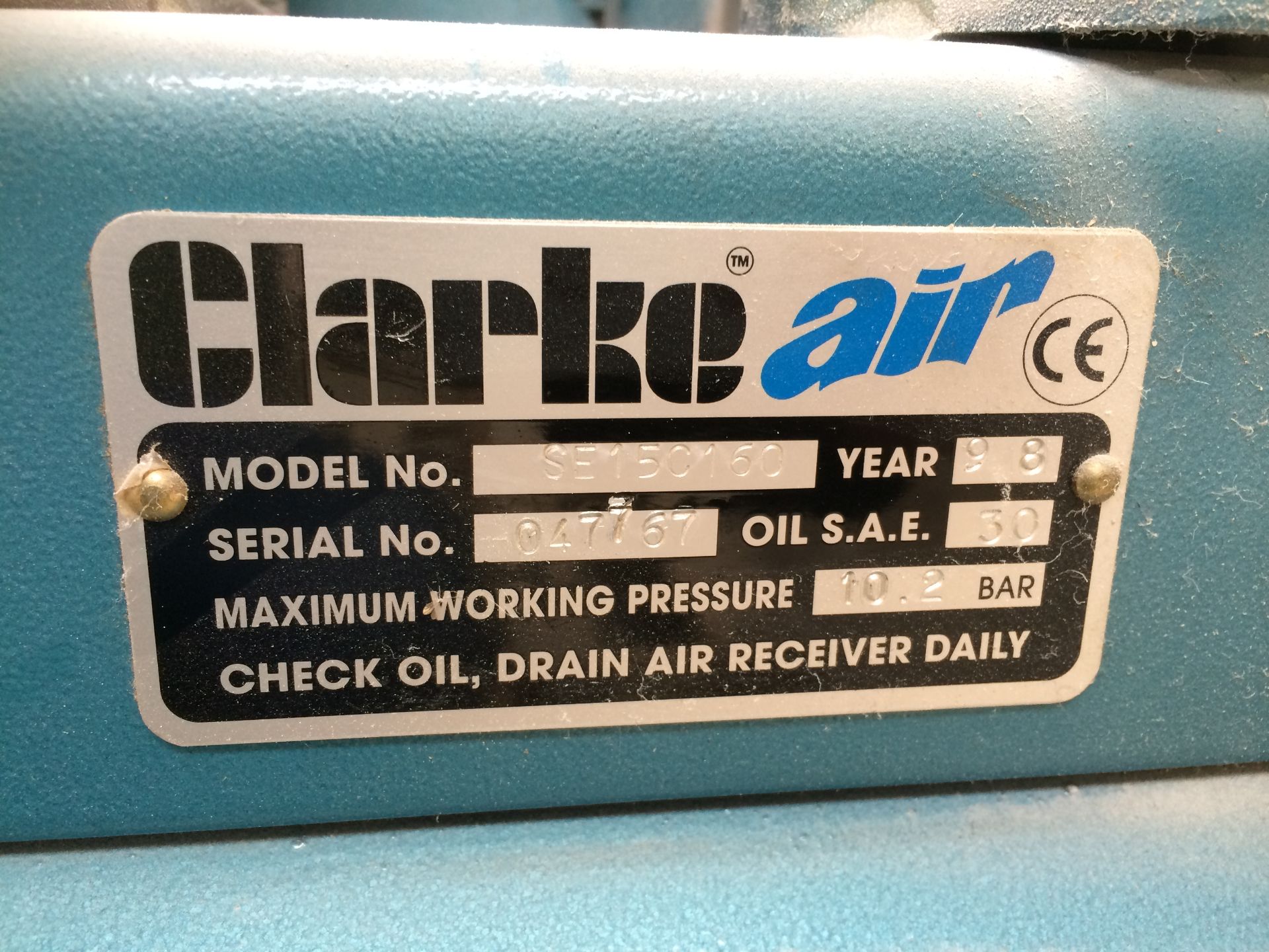 Clarke, SE1 5C1 60, 10.2 Bar Compressor, Serial Number: 047767 (1998) - Bild 2 aus 2