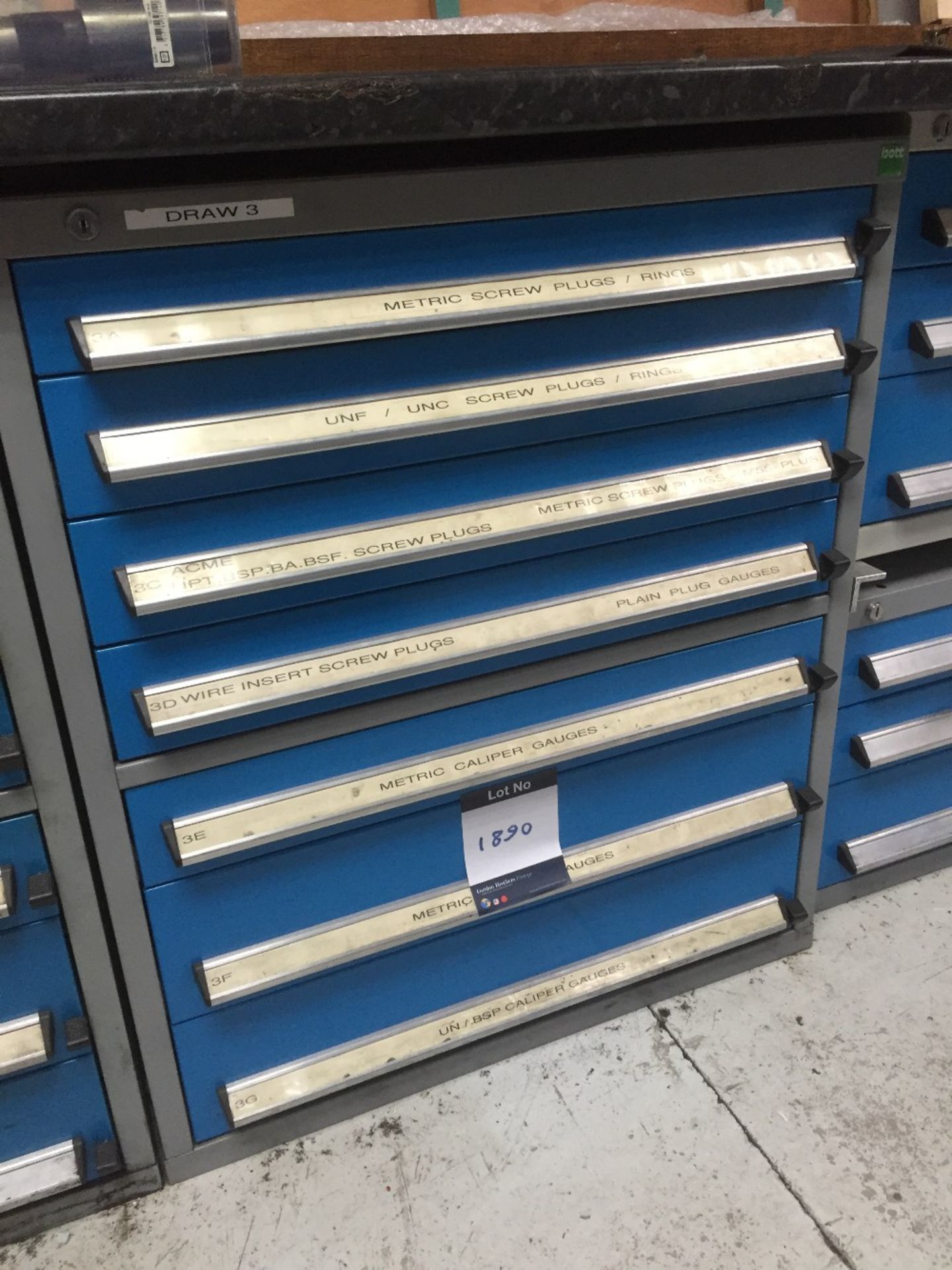 Bott blue and grey steel 750mm wide 7 drawer under