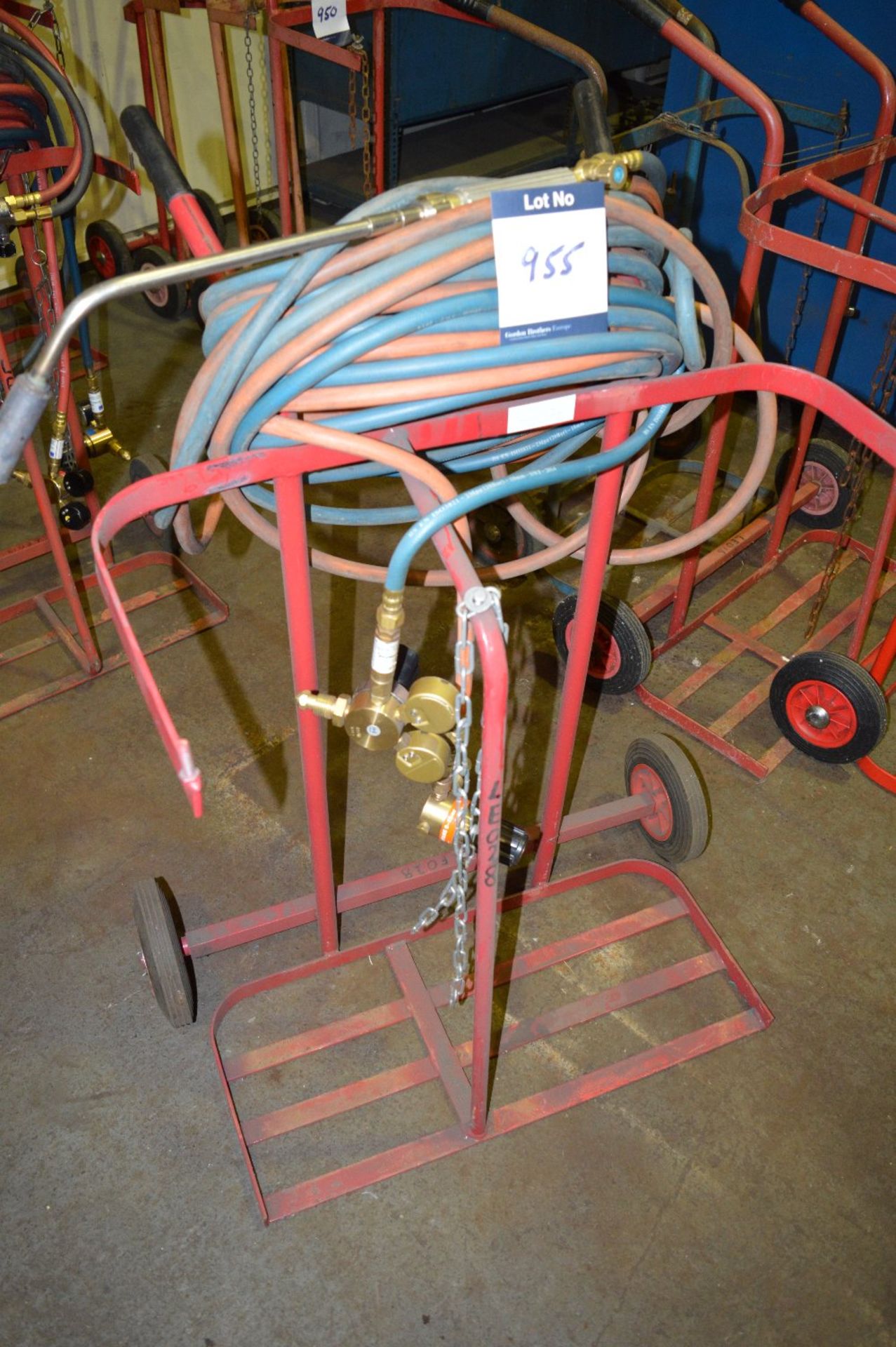 Oxy Welding Trolley with Gun and Regulator, as lotted