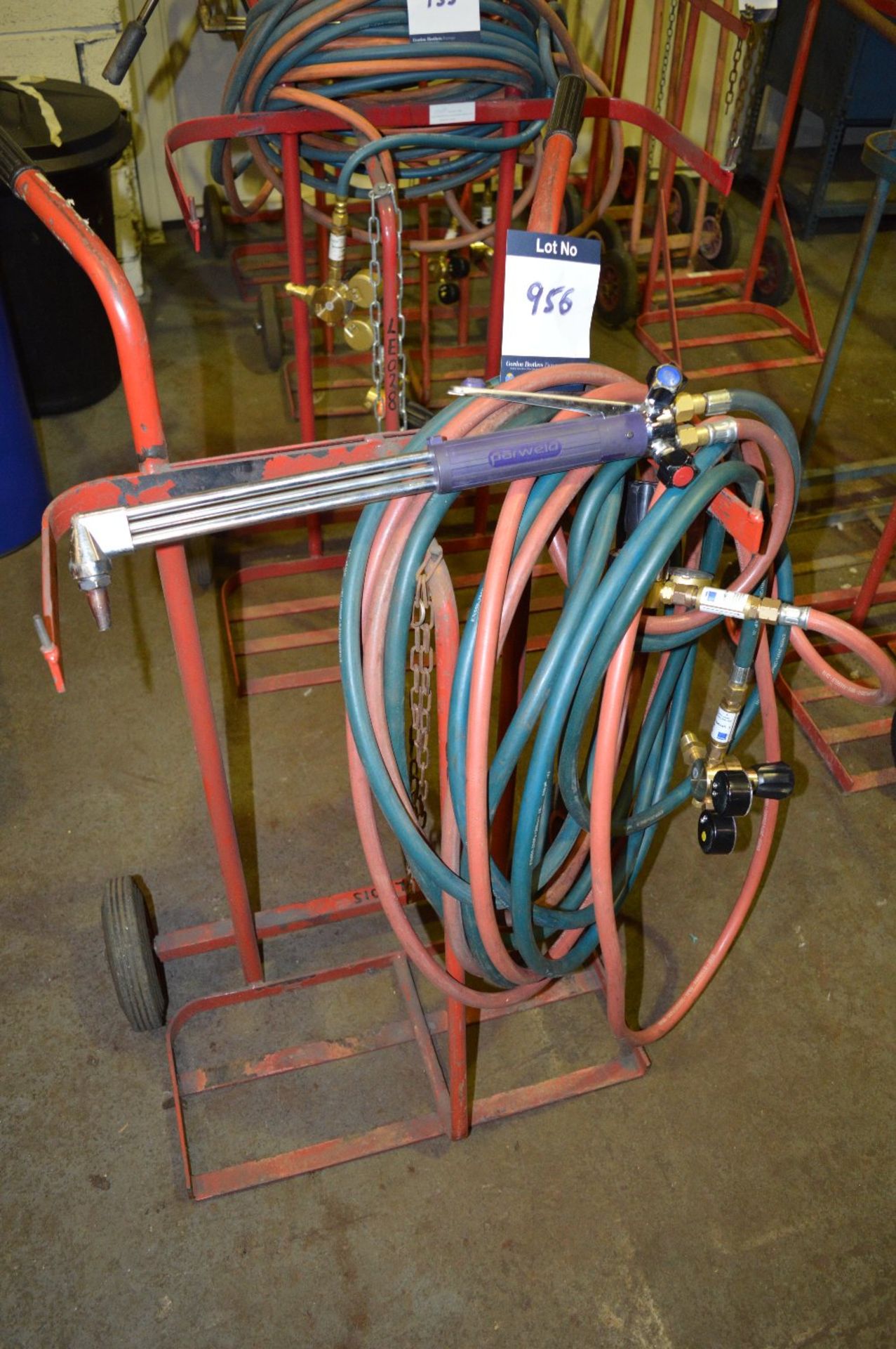 Oxy Welding Trolley with Gun and Regulator, as lotted