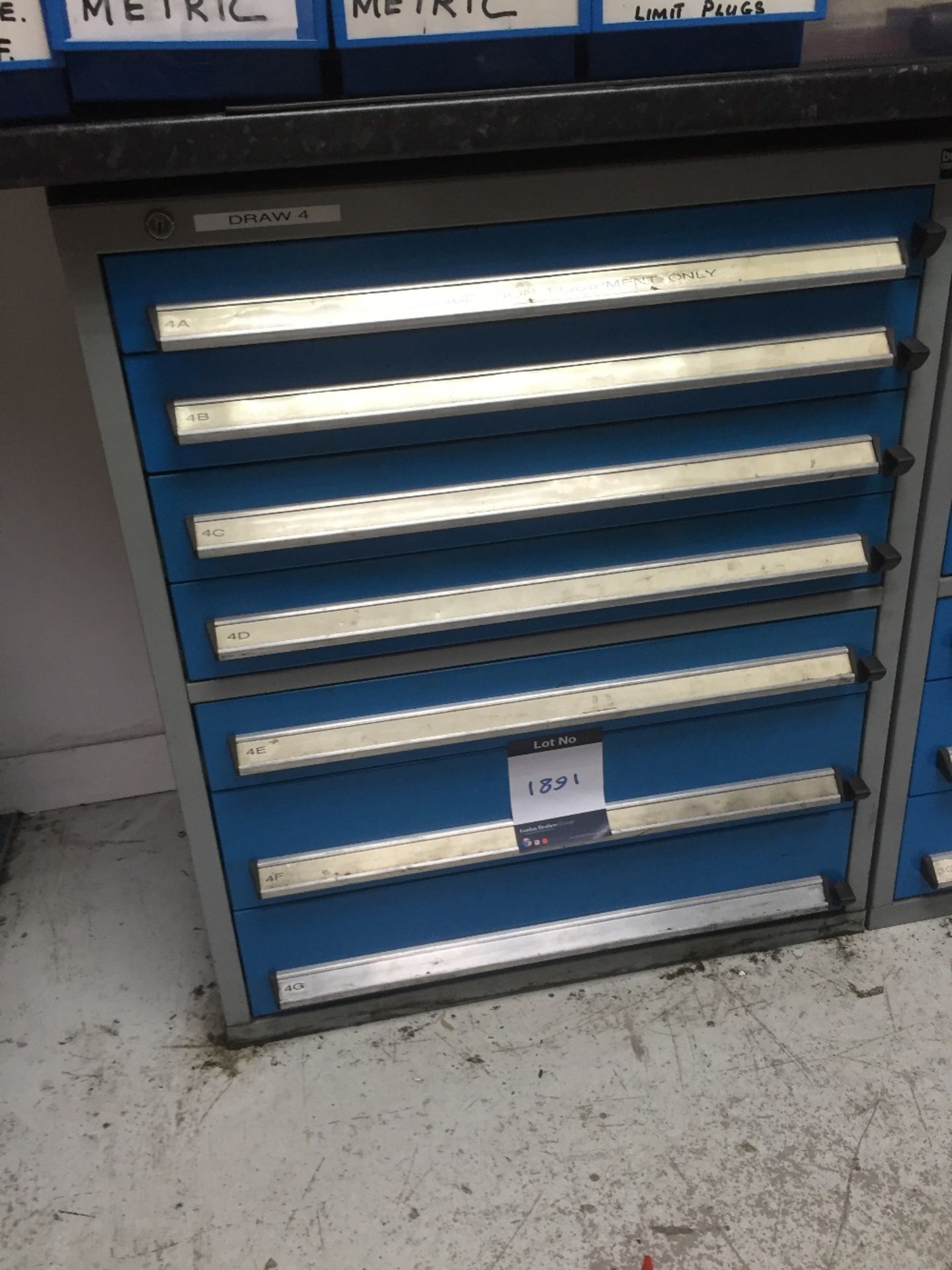 Bott blue and grey steel 750mm wide 7 drawer under