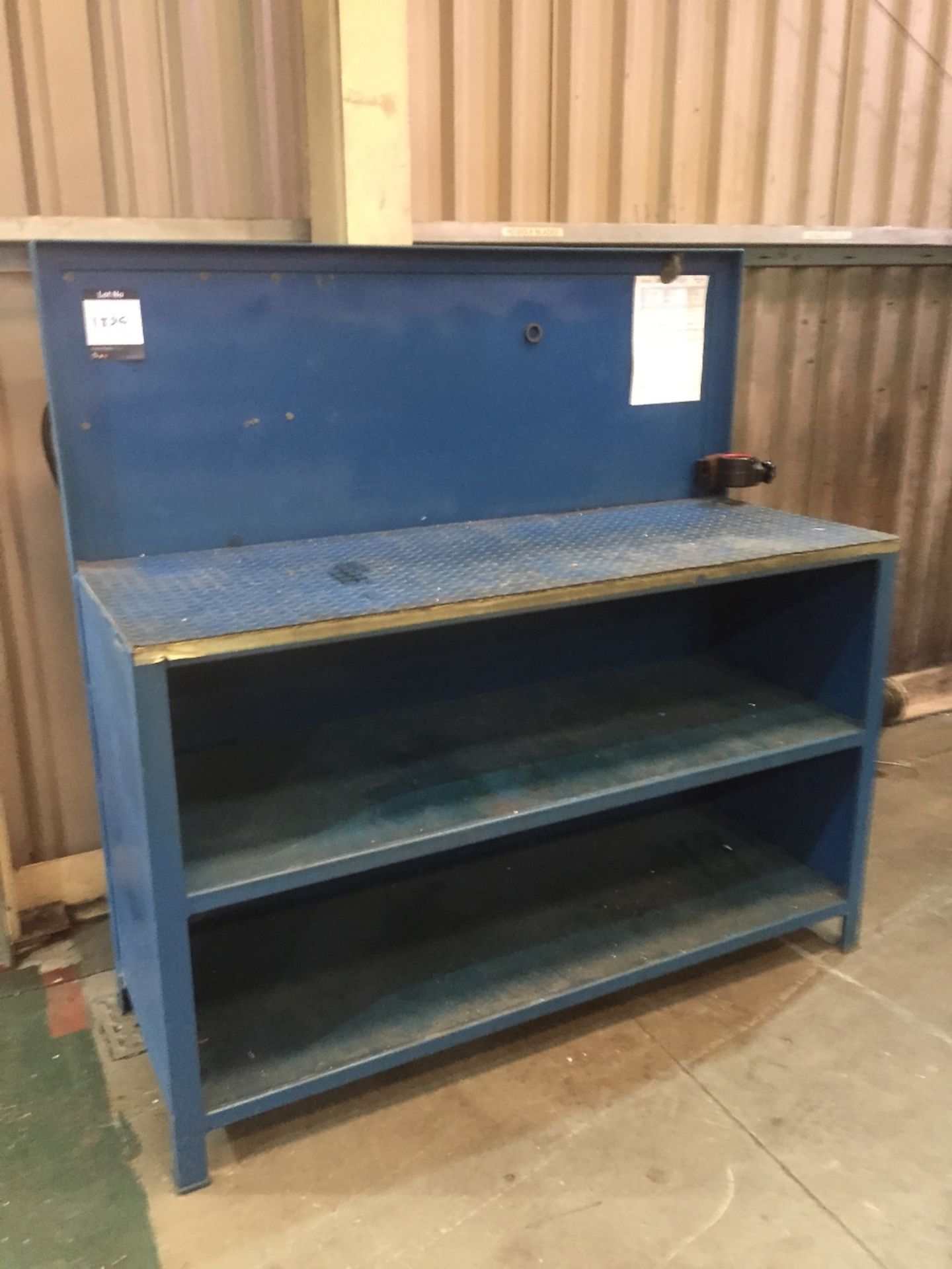 Blue steel 1600mm wide workshop bench/shelving uni